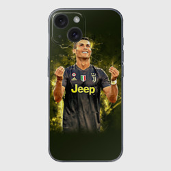 Чехол для iPhone 15 силиконовый с защитой камеры Ronaldo juve sport