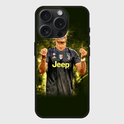 Чехол силиконовый для Apple iPhone 15 Pro Мax матовый Ronaldo juve sport