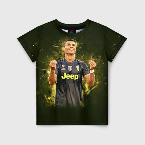 Детская футболка с принтом Ronaldo juve sport, вид спереди №1