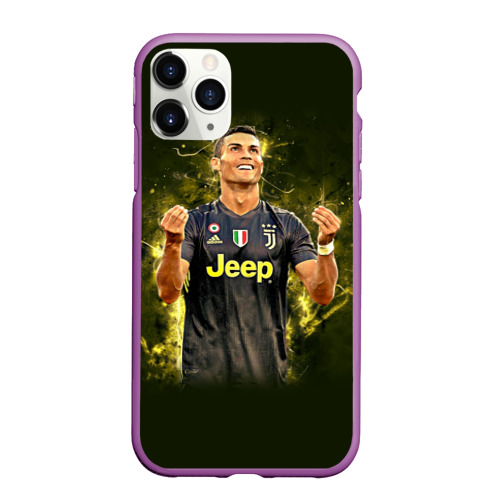 Чехол для iPhone 11 Pro Max матовый Ronaldo juve sport, цвет фиолетовый