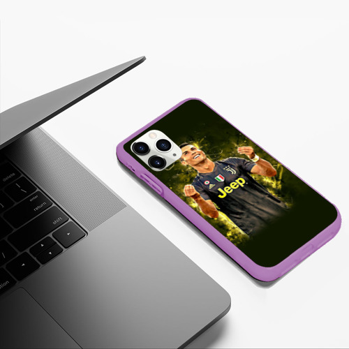 Чехол для iPhone 11 Pro Max матовый Ronaldo juve sport, цвет фиолетовый - фото 5