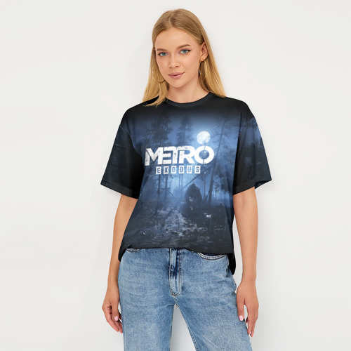 Женская футболка oversize 3D Metro Exodus, цвет 3D печать - фото 5