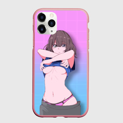 Чехол для iPhone 11 Pro Max матовый Anime girl задирает футболку