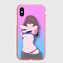 Чехол для iPhone XS Max матовый Anime girl задирает футболку