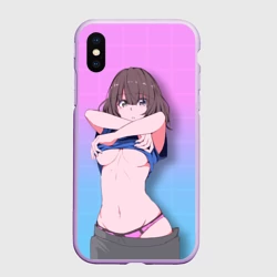Чехол для iPhone XS Max матовый Anime girl задирает футболку