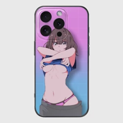 Чехол для iPhone 16 Pro силиконовый с защитой камеры Anime girl задирает футболку