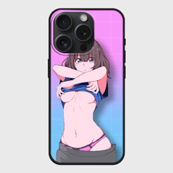 Чехол силиконовый для Apple iPhone 15 Pro Мax матовый Anime girl задирает футболку