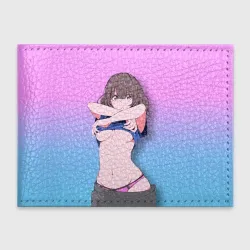 Обложка для студенческого билета Anime girl задирает футболку