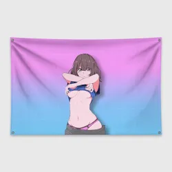 Флаг-баннер Anime girl задирает футболку