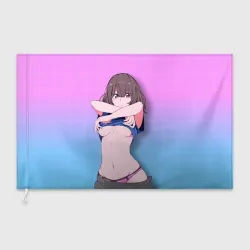 Флаг 3D Anime girl задирает футболку