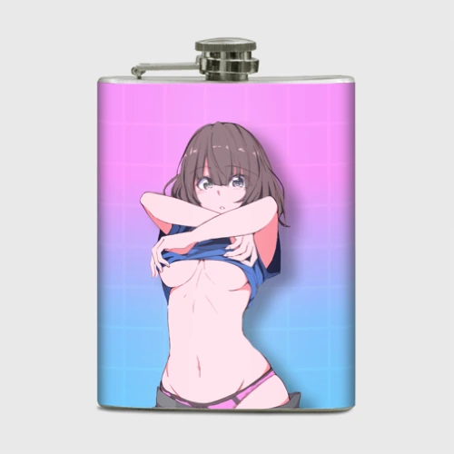Фляга Anime girl задирает футболку
