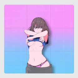 Магнитный плакат 3Х3 Anime girl задирает футболку