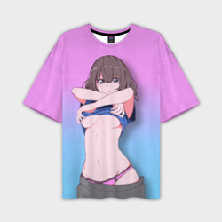 Мужская футболка oversize 3D Anime girl