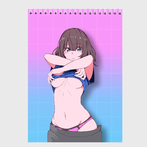 Скетчбук Anime girl задирает футболку