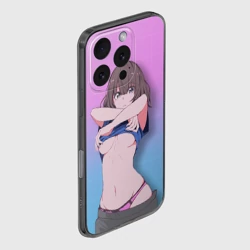 Чехол для iPhone 16 Pro силиконовый с защитой камеры Anime girl задирает футболку - фото 2