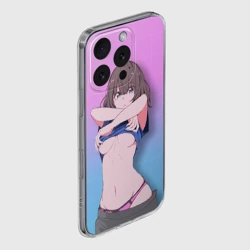 Чехол для iPhone 16 Pro силиконовый с защитой камеры Anime girl задирает футболку - фото 2