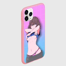 Чехол для iPhone 11 Pro Max матовый Anime girl задирает футболку - фото 2