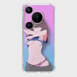 Чехол для Huawei Pura 70 Anime girl задирает футболку