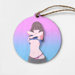 Деревянная игрушка круг Anime girl задирает футболку