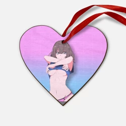 Деревянная игрушка Сердце Anime girl задирает футболку