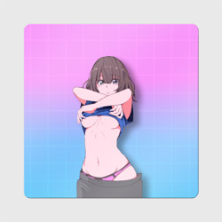 Магнит виниловый Квадрат Anime girl задирает футболку