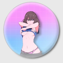 Значок Anime girl задирает футболку