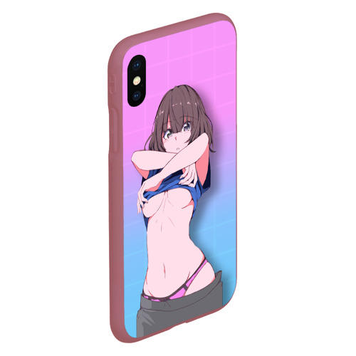 Чехол для iPhone XS Max матовый Anime girl, цвет малиновый - фото 3