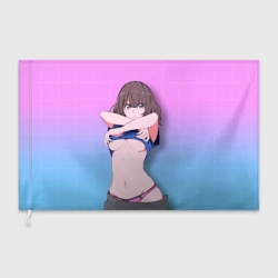 Флаг 3D Anime girl задирает футболку