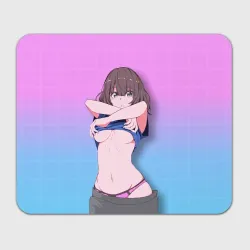Прямоугольный коврик для мышки Anime girl задирает футболку