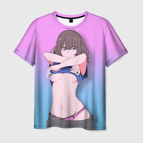 Мужская футболка с принтом Anime girl, вид спереди №1