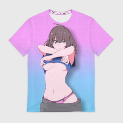 Мужская футболка 3D Anime girl задирает футболку