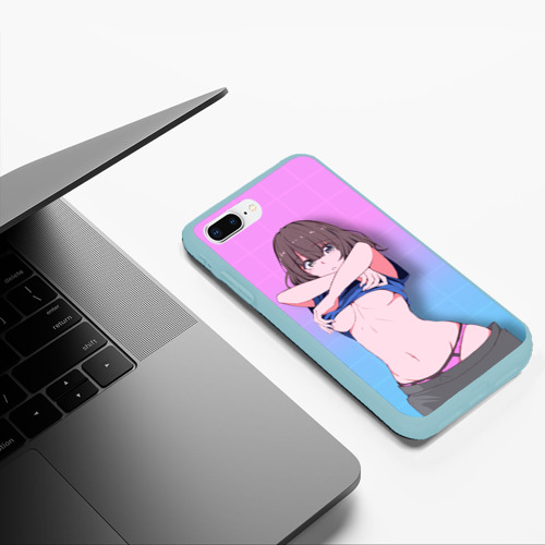 Чехол для iPhone 7Plus/8 Plus матовый Anime girl, цвет мятный - фото 5