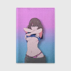 Обложка для автодокументов Anime girl задирает футболку