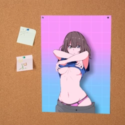 Постер Anime girl задирает футболку - фото 2