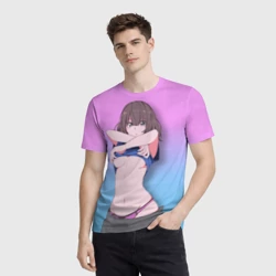 Мужская футболка 3D Anime girl задирает футболку - фото 2
