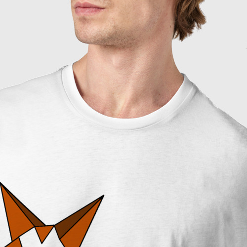 Мужская футболка хлопок Полигональная лиса, цвет белый - фото 6