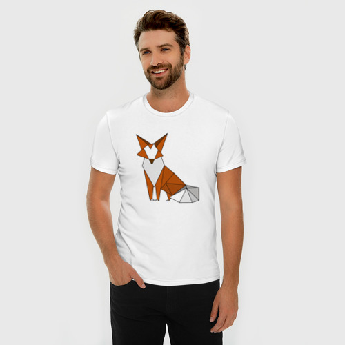 Мужская футболка хлопок Slim Полигональная лиса - фото 3