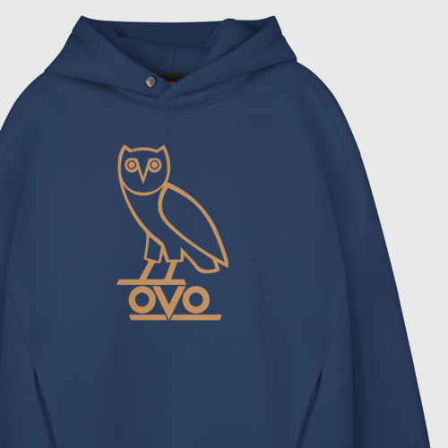 Мужское худи Oversize хлопок OVO owl, цвет темно-синий - фото 4