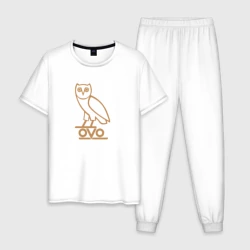 Мужская пижама с белой футболкой хлопок OVO owl