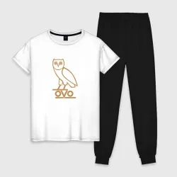 Женская пижама с белой футболкой хлопок OVO owl