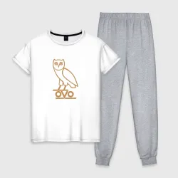 Женская пижама с белой футболкой хлопок OVO owl