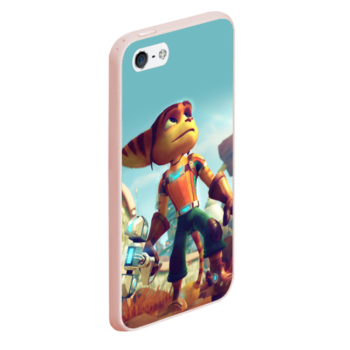 Чехол для iPhone 5/5S матовый Ratchet and Clank 1, цвет светло-розовый - фото 3