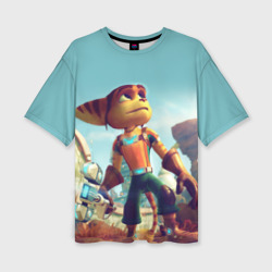 Женская футболка oversize 3D Ratchet and Clank 1