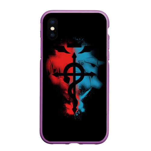 Чехол для iPhone XS Max матовый Стальной алхимик 1, цвет фиолетовый