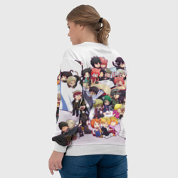 Свитшот с принтом Full Gintama для женщины, вид на модели сзади №3. Цвет основы: белый