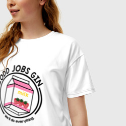 Женская футболка хлопок Oversize Strawberry Milk Odd Jobs Gin - фото 2