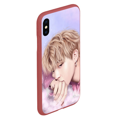 Чехол для iPhone XS Max матовый BTS, цвет красный - фото 3