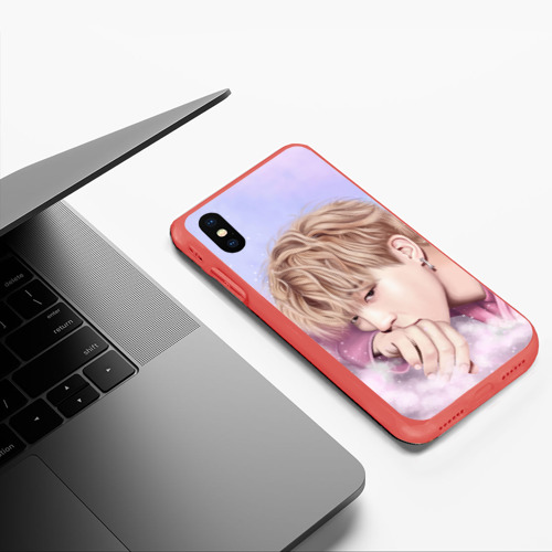 Чехол для iPhone XS Max матовый BTS, цвет красный - фото 5