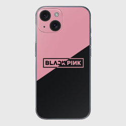 Чехол для iPhone 15 силиконовый с защитой камеры Black Pink