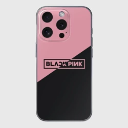Чехол для iPhone 15 Pro Max силиконовый с защитой камеры Black Pink